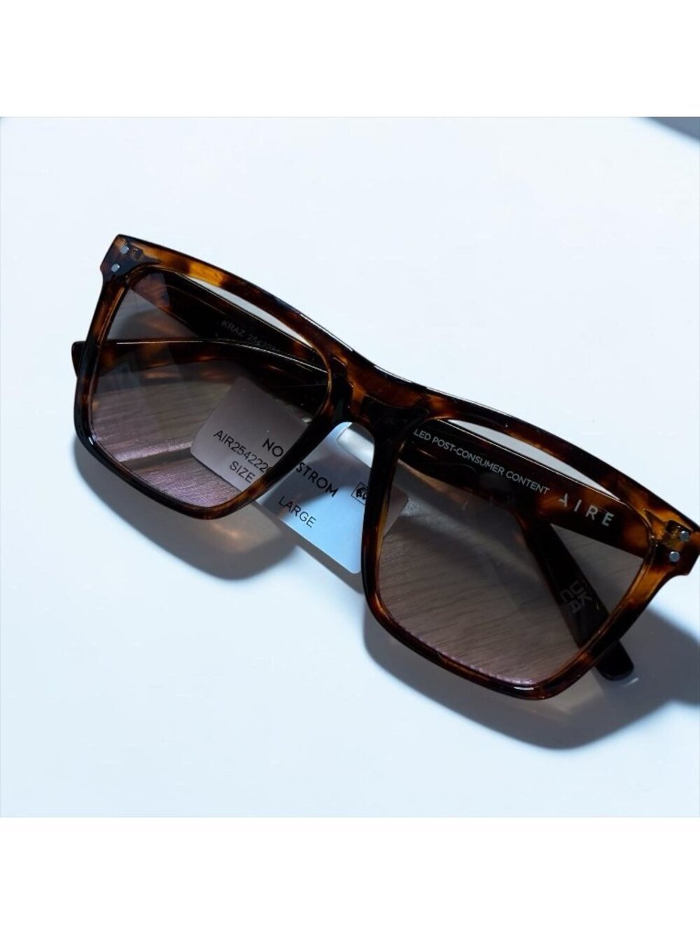 AIRE KRAZ Tortoise Oversized Square Sunglasses Brown Trendy Designer Chic